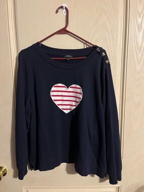 Women’s Navy Sweatshirt with Striped Heart